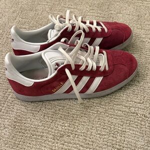 Adidas Gazelle Burgundy and White Sneakers